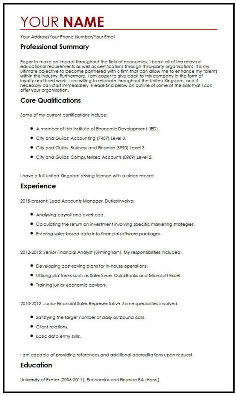 Cv Example With Career Objectives Myperfectcv