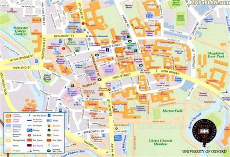 Oxford Maps Top Tourist Attractions Free Printable City Street Map