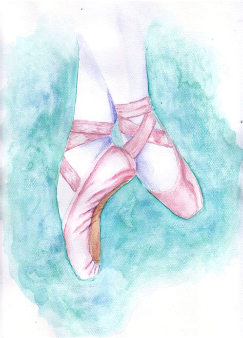 Watercolor Pointe Shoes Oil Pastel Art Ballet Art Watercolor Sketch