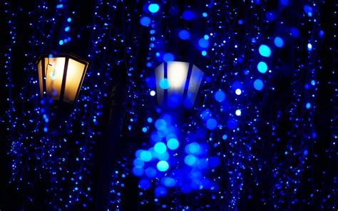 Blue Bright Street Lights 2021 Night City 5k Photo Preview