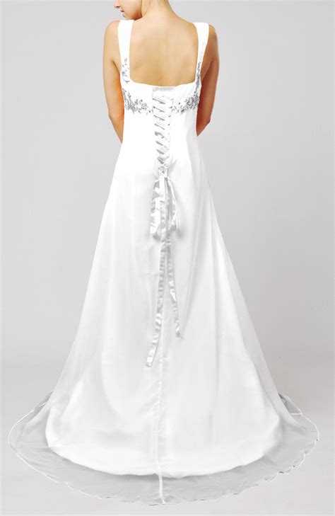 white elegant hall empire sleeveless chiffon court train bridal gowns