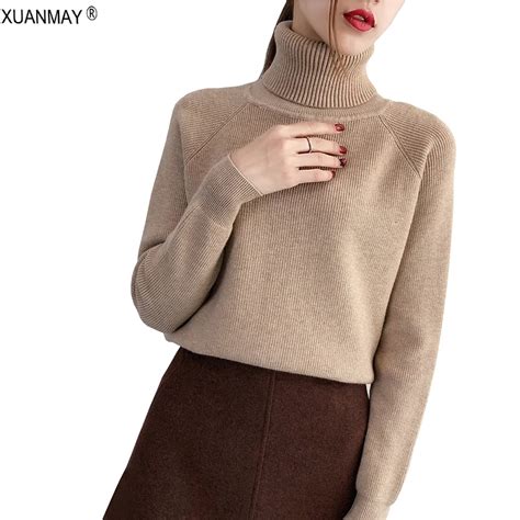 2018 Autumn High Collar Thick Sweater Casual Womens Long Sleeve