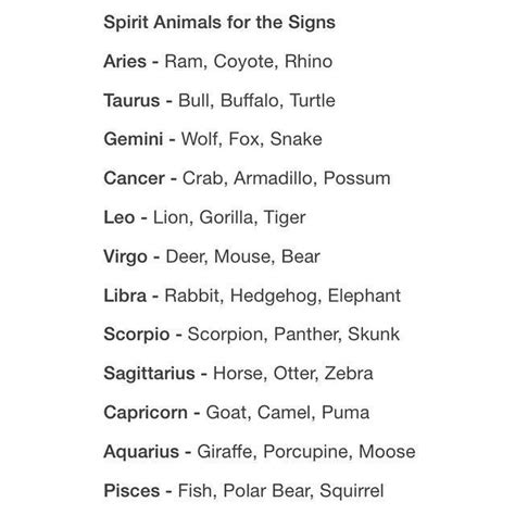 All Zodiac Signs Spirit Animals