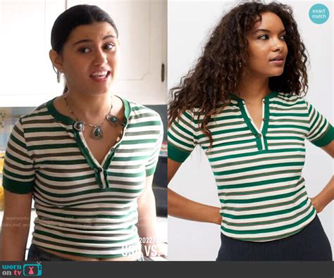 WornOnTV Anas Green Striped Top On Monarch Emma Milani Clothes