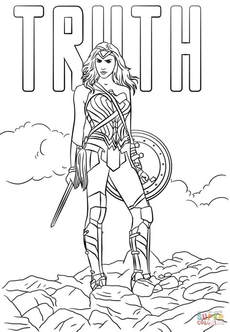 Thor , wonder woman , x. Wonder Woman Truth coloring page Free Printable Coloring ...