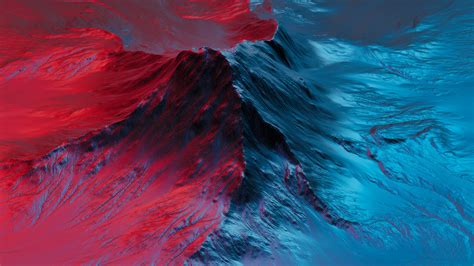 Download 3840x2160 Wallpaper Mountain Neon Red Blue