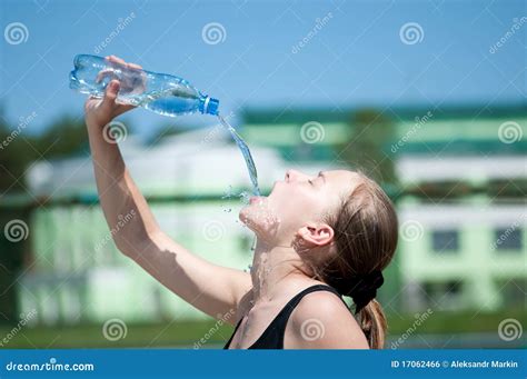 Yyoung Woman Drinking Water After Exercise Stock Photo Image Of