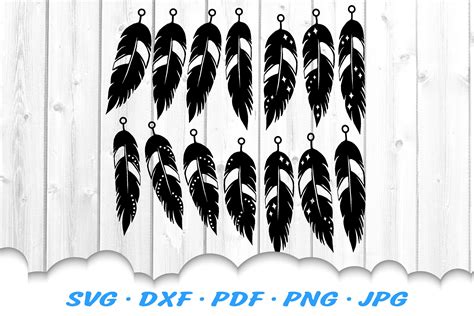Feather Earring Template Svg Dxf Cut Files 409396 Illustrations