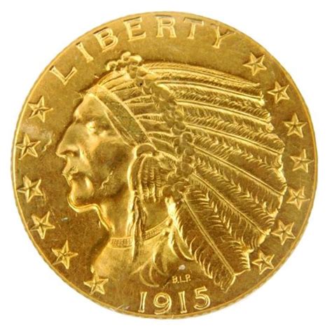 †1915 Five Dollar Indian Gold Coin Almost Uncirculated Deta