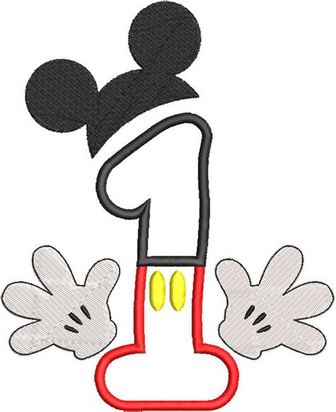 Number 1 Birthday Mickey Mouse Machine Embroidery Applique Etsy