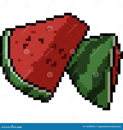 Vector Pixel Art Watermelon Piece Stock Vector Illustration Of Piece