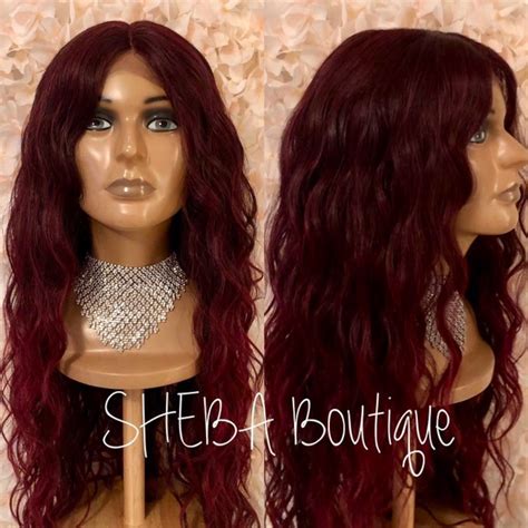 Burgundy Lace Front Wig 100 Premium Synthetic Fiber Heat Etsy