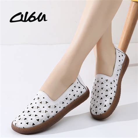O16u Women Flats Shoes Loafers Flat Ballet Casual Shoes Cut Out Round