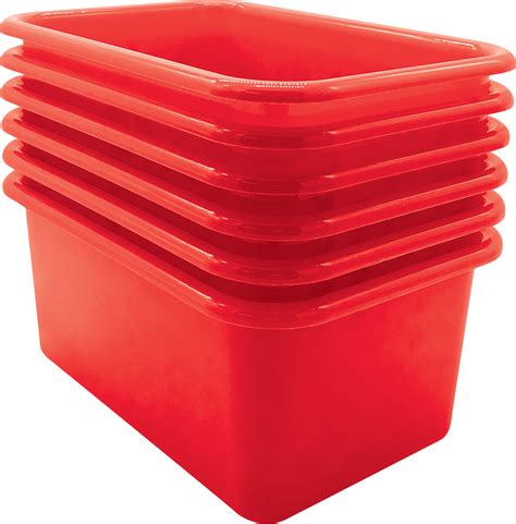 Red Small Plastic Storage Bin 6 Pack - TCR2088577 | Teacher Created Resources