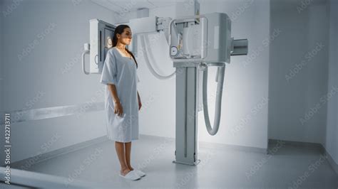 Hospital Radiology Room Beautiful Multiethnic Woman Standing In