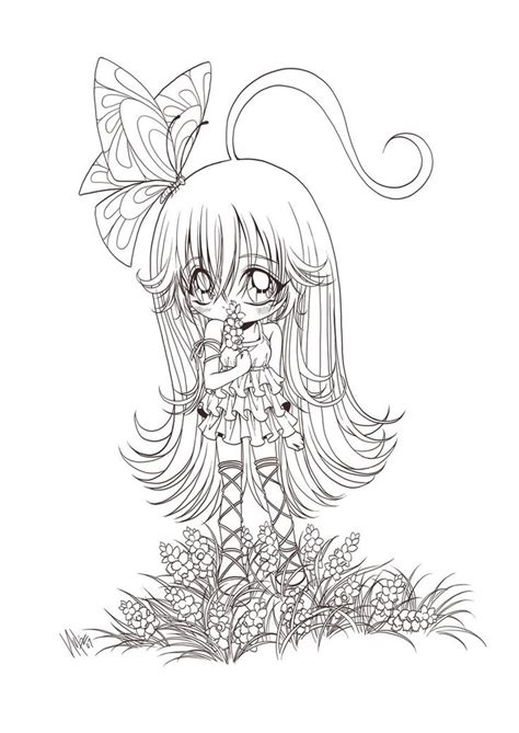 Chibi Girl And Flowers Cool Coloring Pages Coloring Pages