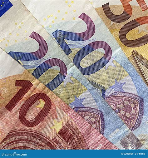 Eurobankbiljetten Gebruikt Vuile Bankbiljetten Stock Afbeelding Image