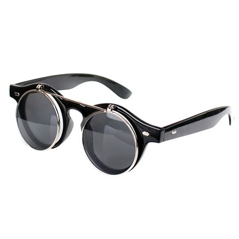 Hot Sale Steampunk Goth Glasses Goggles Round Flip Up Sunglasses Women Men Retro Vintage Fashion