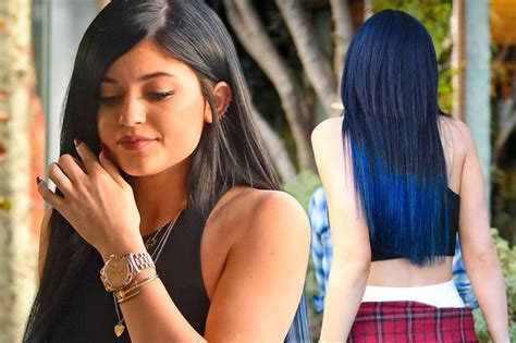 Is this icy blue hair color a little foreshadowing for what 2019 will bring? Kylie Jenner shows off blue dip-dye hair as she changes ...