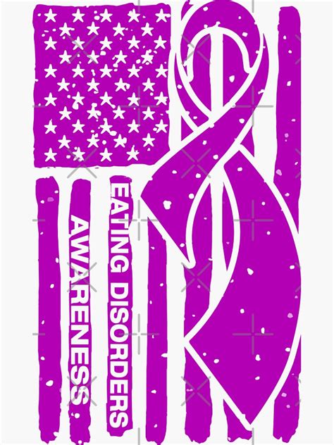 Eating Disorders Awareness Ribbon American Flag Sticker By Tadmab