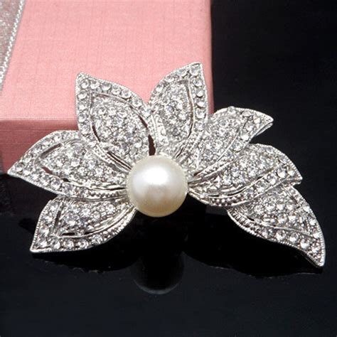 Good Quality Faux Pearlandcrystals Wedding Bouquet Pin Brooch Fashion