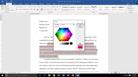 How To Change Font Color In Microsoft Word Youtube