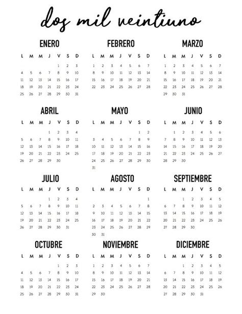 Calendarios 2021 Para Imprimir Minimalista Calendario Para Imprimir