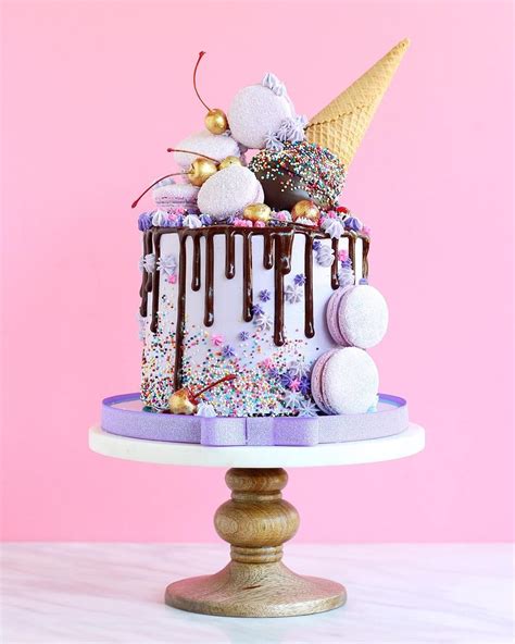 Free graphic images of a wonderful birthday cake will definitely come. Jonathan Caleb - Violet Layer Cake Chocolate Drip Macarons ...