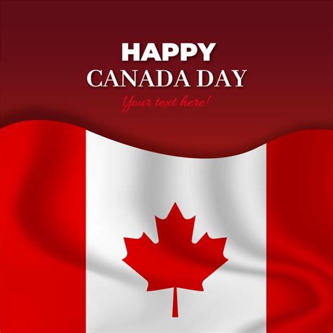 Happy canada day wishes for your friends and family. Happy canada day with realistic flag | Free Vector