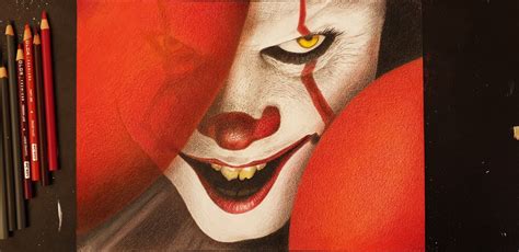 Pennywise It 2 The Dancing Clown Drawing With Prismacolor Coloured