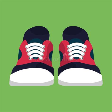 Sneaker Shoe Front View Vector Red Icon Sport Pair Fashion Design