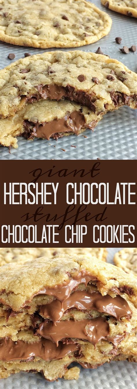 Giant Chocolate Chip Cookies Stuffed With A Hershey Chocolate Bar The