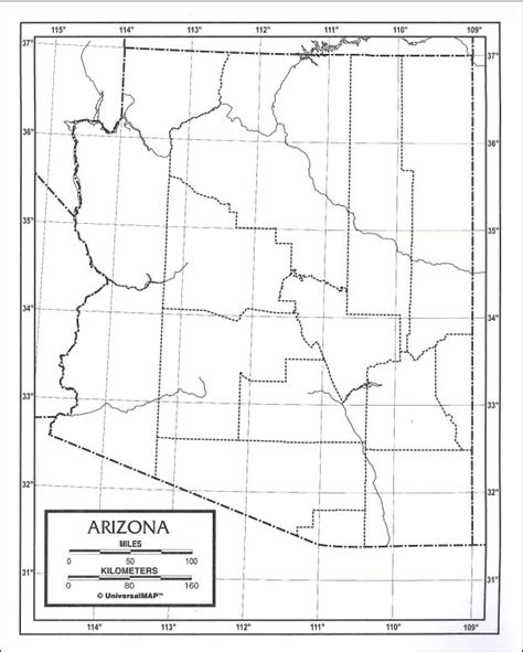 Arizona Map Laminated Single 8 X 11 Universalmap