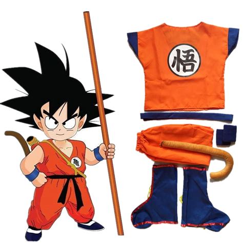 Anime Kids Boys Dragon Ball Z Son Goku Cosplay Costumes Tail Full Set