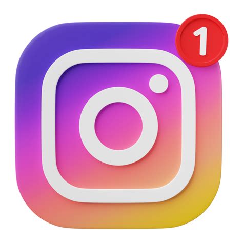 3d Render Instagram Logo Icon With New Notification Isolated On