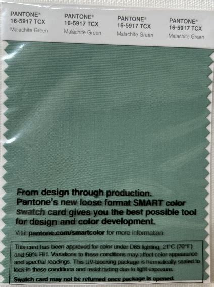 Pantone Tcx Cotton Swatch Card 16 5917 Tcx Malachite Green