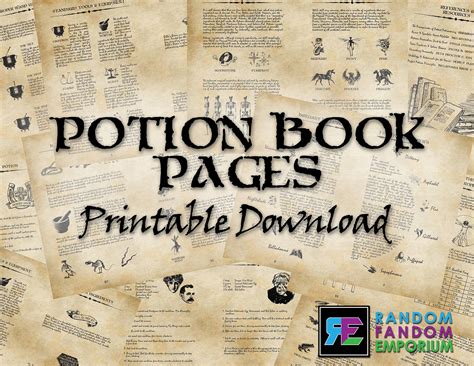 12 24 Pages Printable Magic Potion Book Loose Pages Magical Etsy Canada
