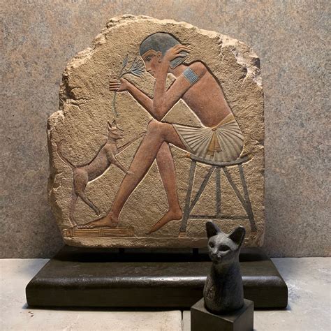 Egyptian Art Statue And Relief Sculpture Bast Cat Tadukhippa And The