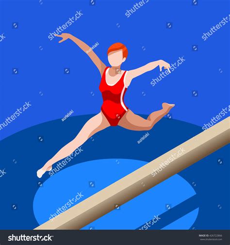 artistic gymnastics balance beam athletes summer stock illustration 426722866