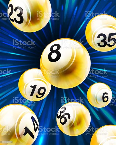 Vector Exploding Golden Bingo Lottery Number Balls Set Stock