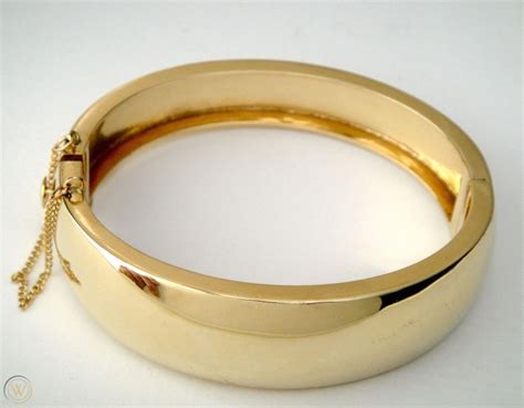 Wide 14k Gold Bangle Bracelet Hinged Solid Heavy Vintage Estate 1960s 27grams 1756651845
