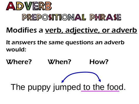 Reference the following examples to practice identifying prepositional adverbs. Prepositions and prepositional phrases