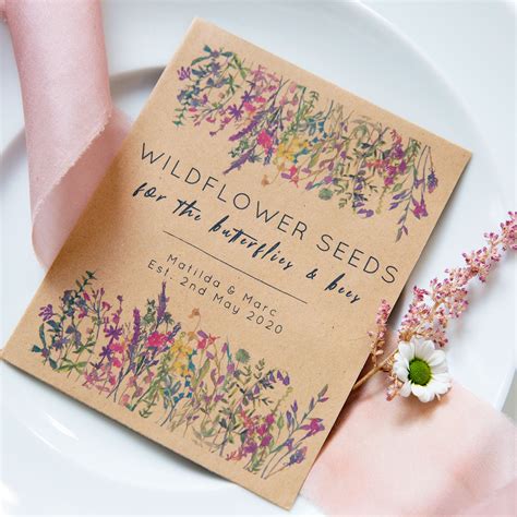 10 wildflower meadow seed packet favours by wedding in a teacup seed wedding favors seed