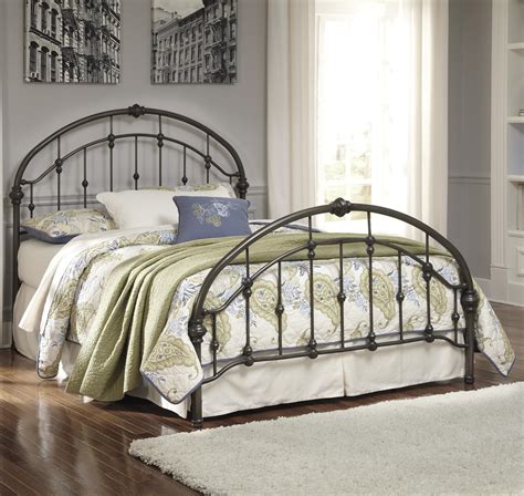 Signature Design By Ashley Nashburg B280 182 King Arched Metal Bed In Bronze Color Finish John