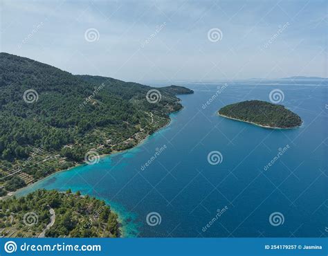 Aerial Shot Of The Island Korcula Near Vela Luka Stock Image Image Of