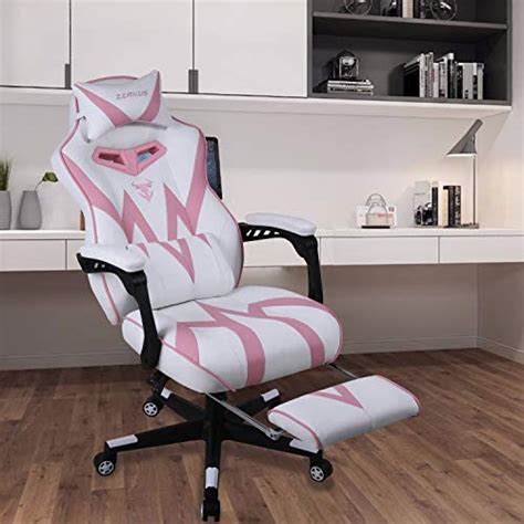 Pink Ergonomic Gaming Chair For Woman Gaming Chair With Footrest