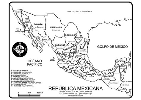 Mapa Mexico Sin Nombres Para Imprimir 為孩子們的著色頁 Mapa De La Republica