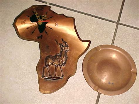 Copperware Africa Map In Wall Clock With Copper Ashtray