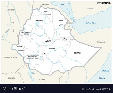 Ethiopia Political Map Political Map Ethiopia Stock Vector 208602655