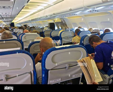 Airbus A320 Plane Inside Cabin With Passengers France Europe Stock